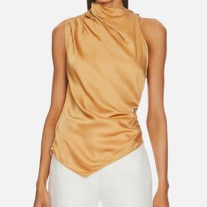 ALC Jones tawny asymmetrical top blouse side zip NWT‎